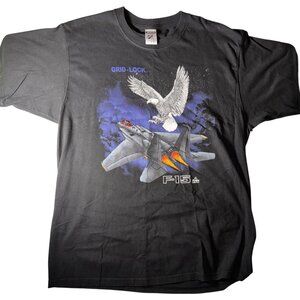 F-15 Jet Graphic Eagle Shirt Sz XL Black Jerzees Vintage 1992